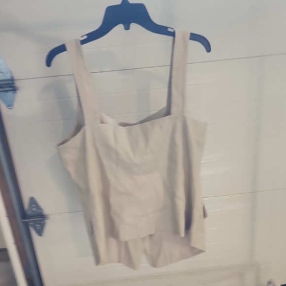 Elie Tahari Flax Linen Blend Thick Strap Button Down Vest Flap Pockets XL - Picture 7 of 8